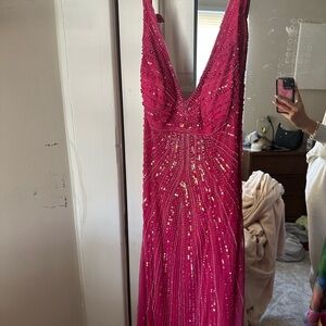 Night Way Collections Fuchsia Sequin Gown